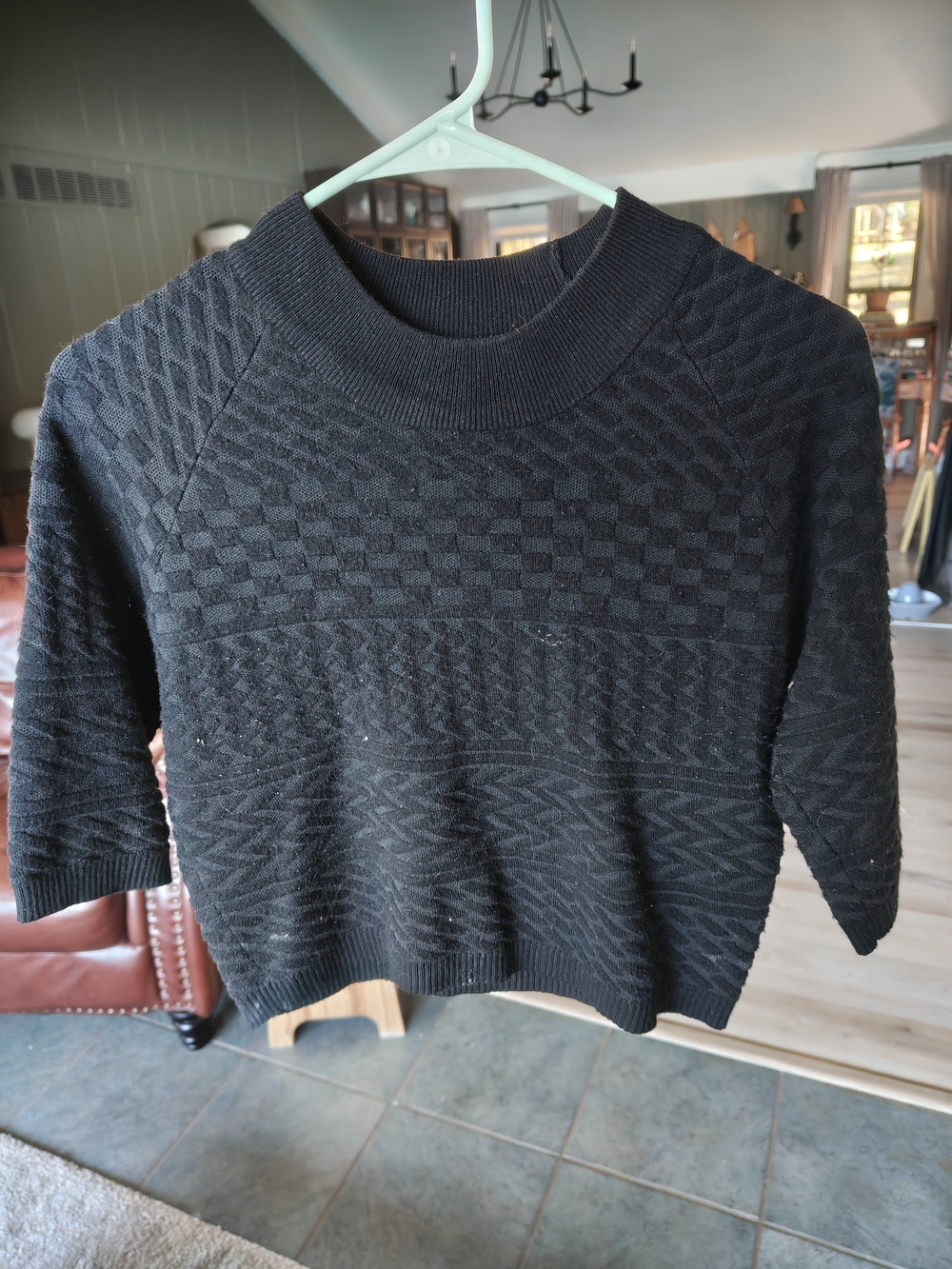 Vintage Black Textured Crewneck Sweater